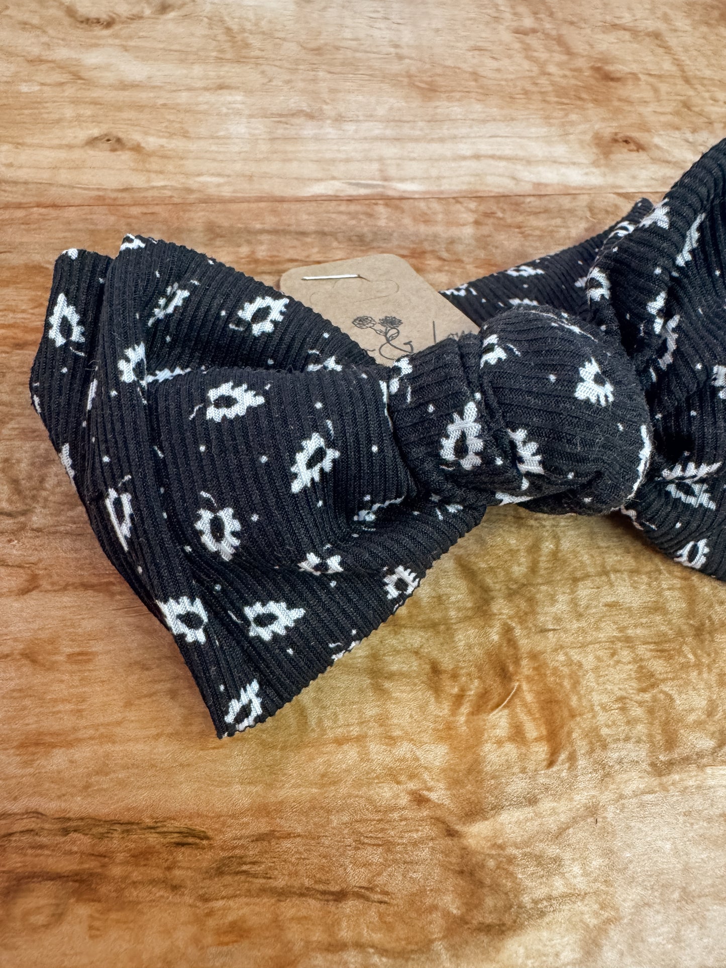 Midnight Meadow Ribbed Chunky Bow