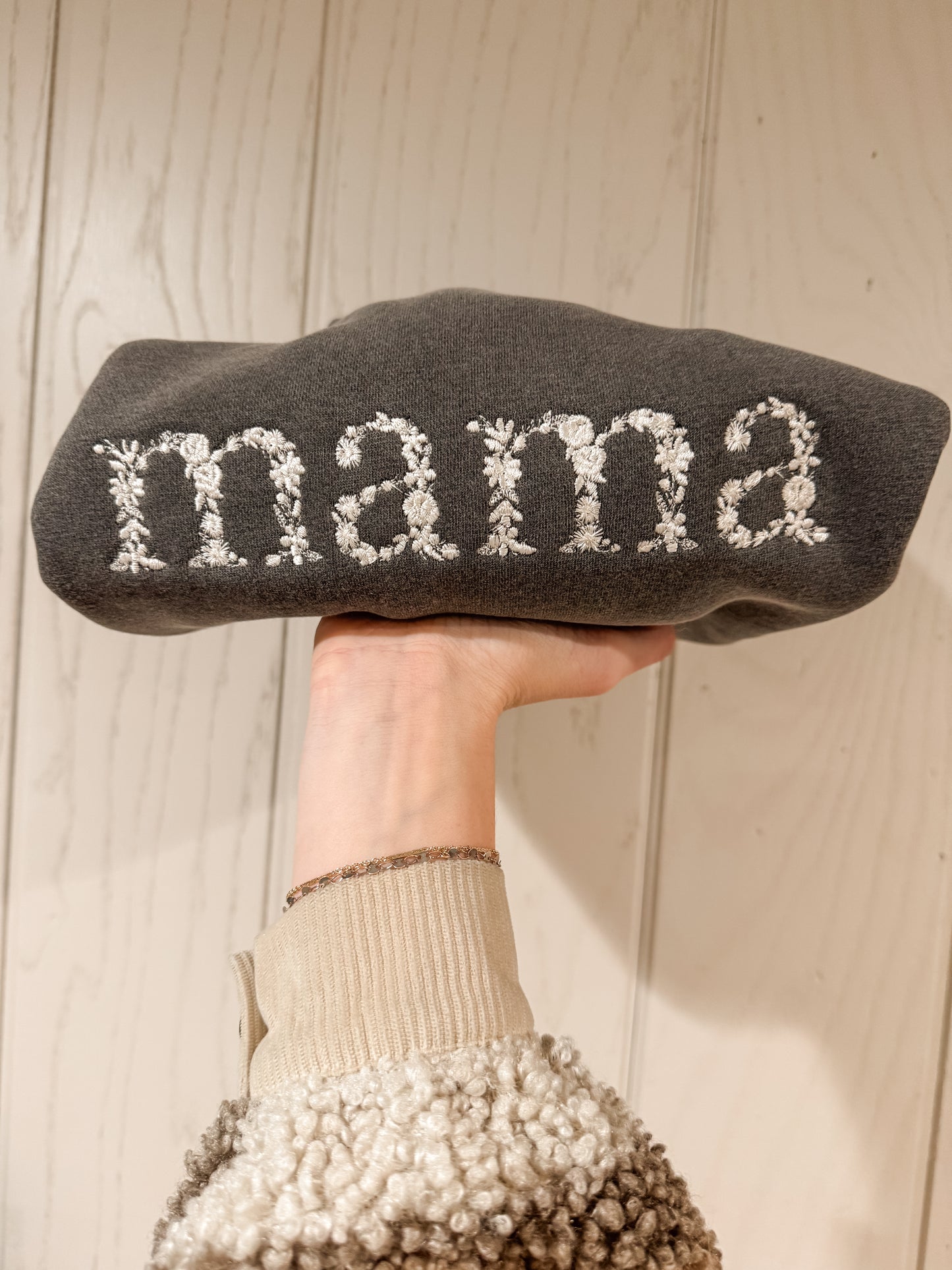 mama Floral Crewneck | Black - MADE TO ORDER