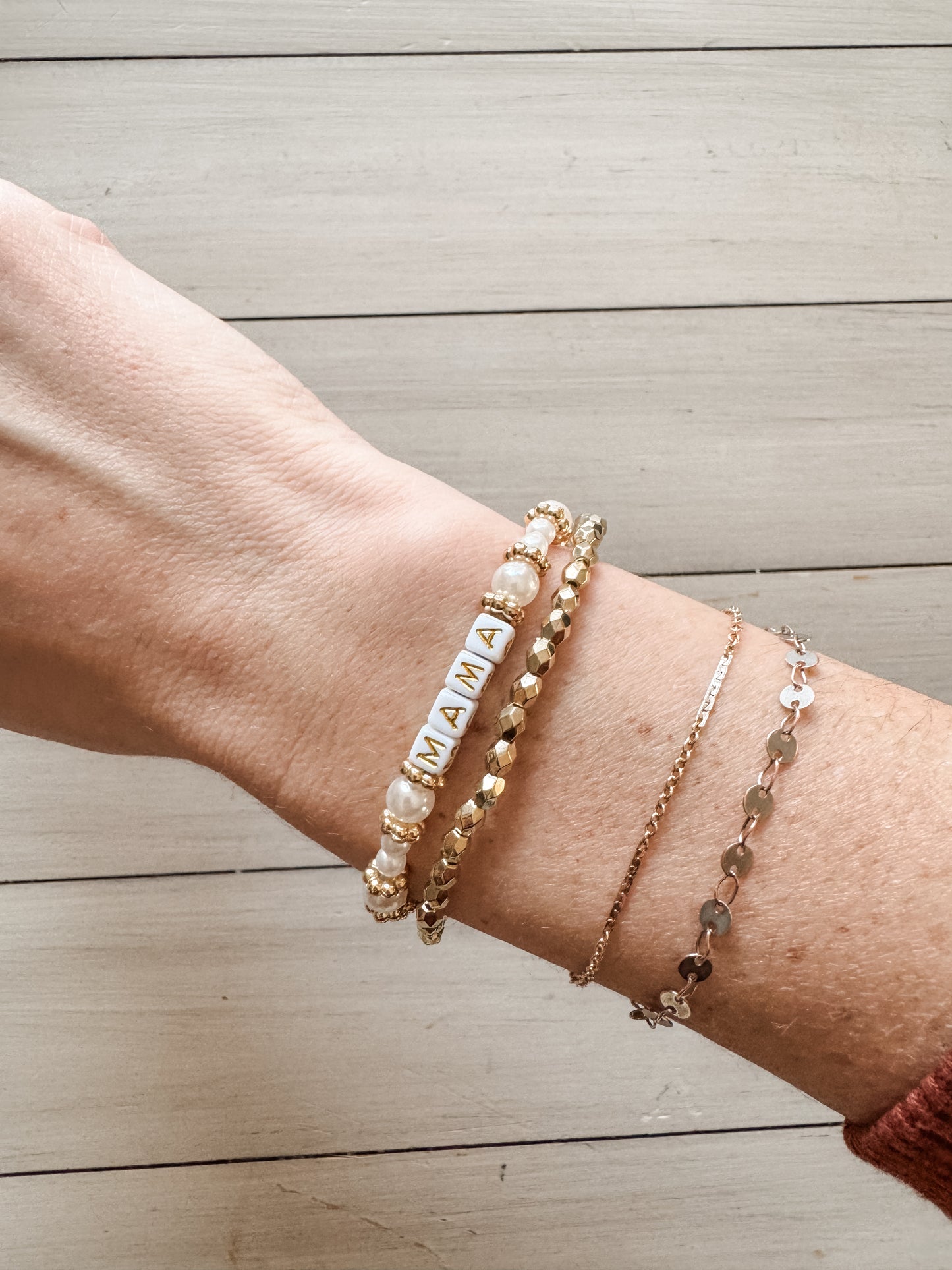 Mama & Gold Stackable Bracelet Set