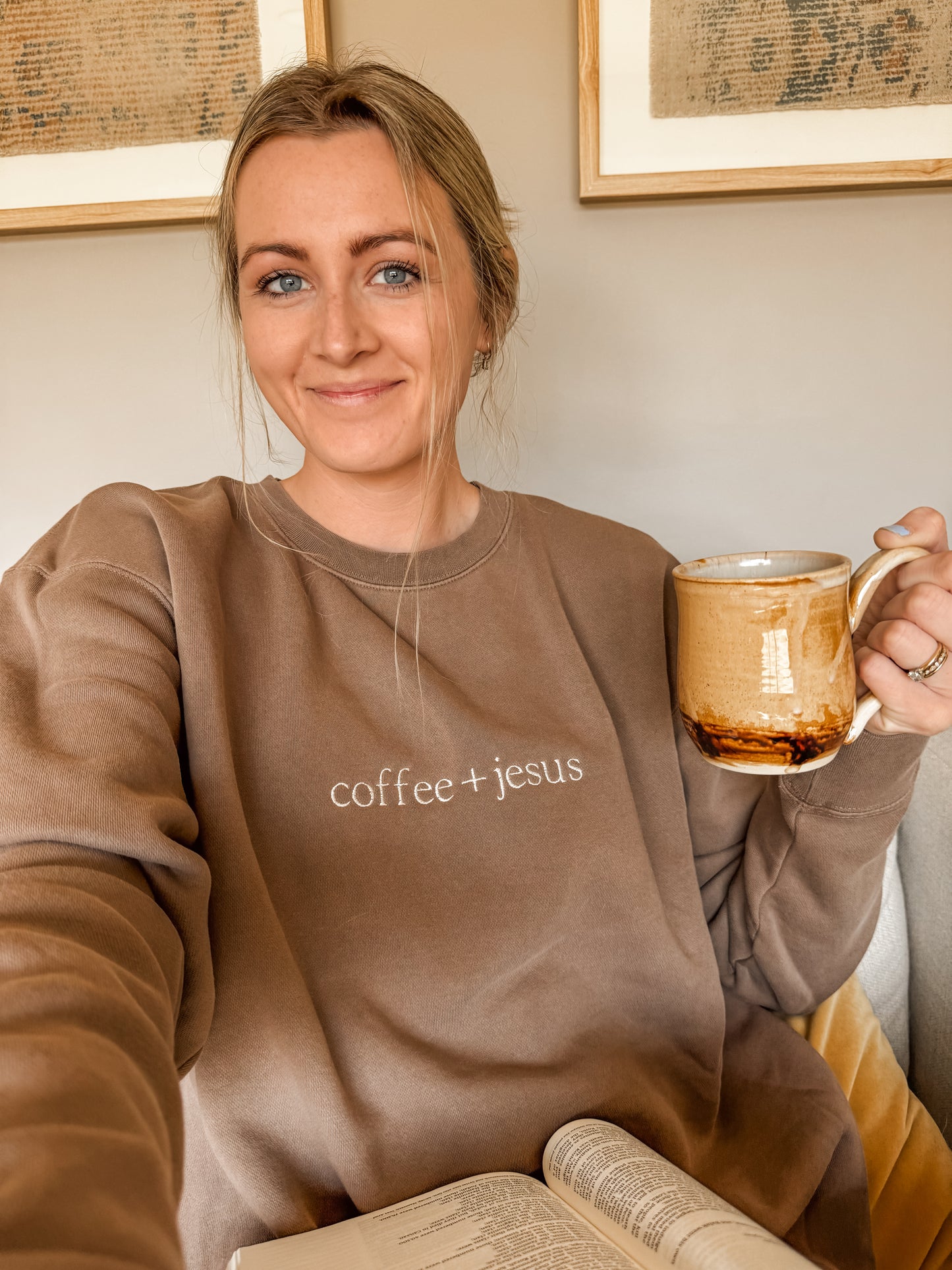coffee + jesus Crewneck | brown | MADE TO ORDER