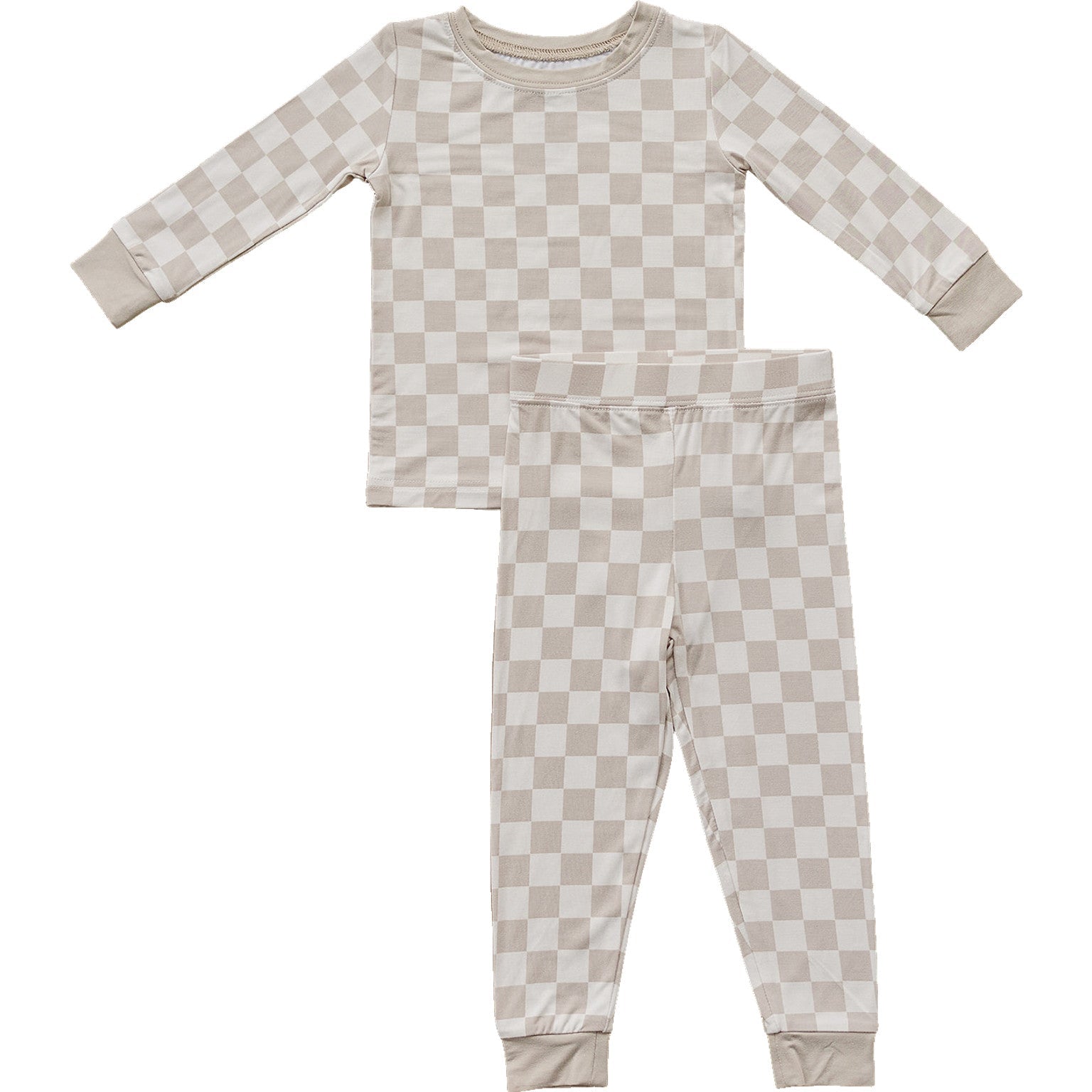 Taupe Checkered Bamboo Cozy Set1
