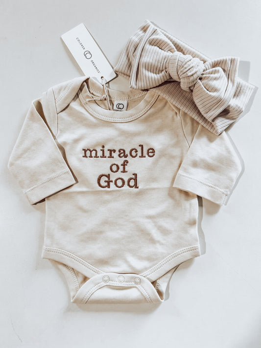 miracle of God | Natural Long Sleeve Bodysuit - MADE TO ORDER