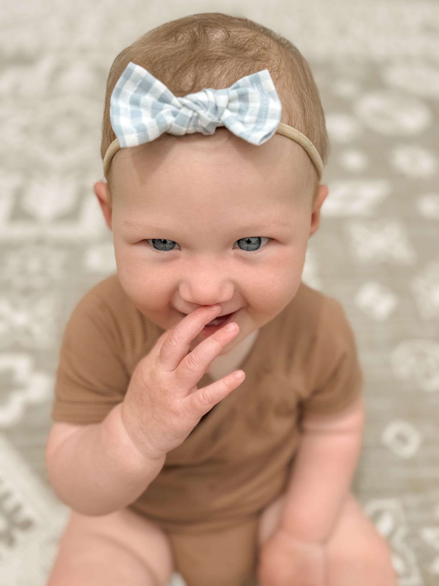 Pastel Blue Gingham Classic Bow