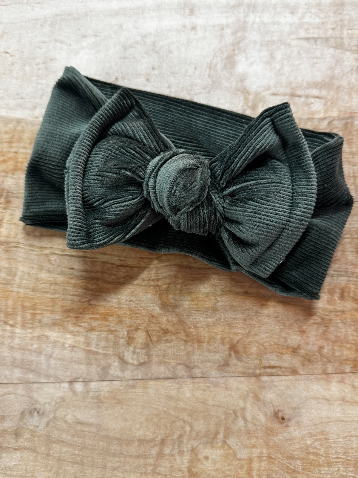Olive Grove Ribbed Velvet Chunky Bow