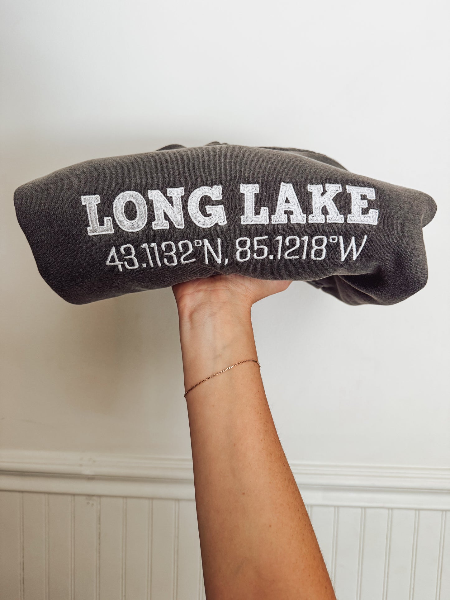 Long Lake Coordinates Adult Crewneck/Hoodie | MADE TO ORDER | Multiple Color Options