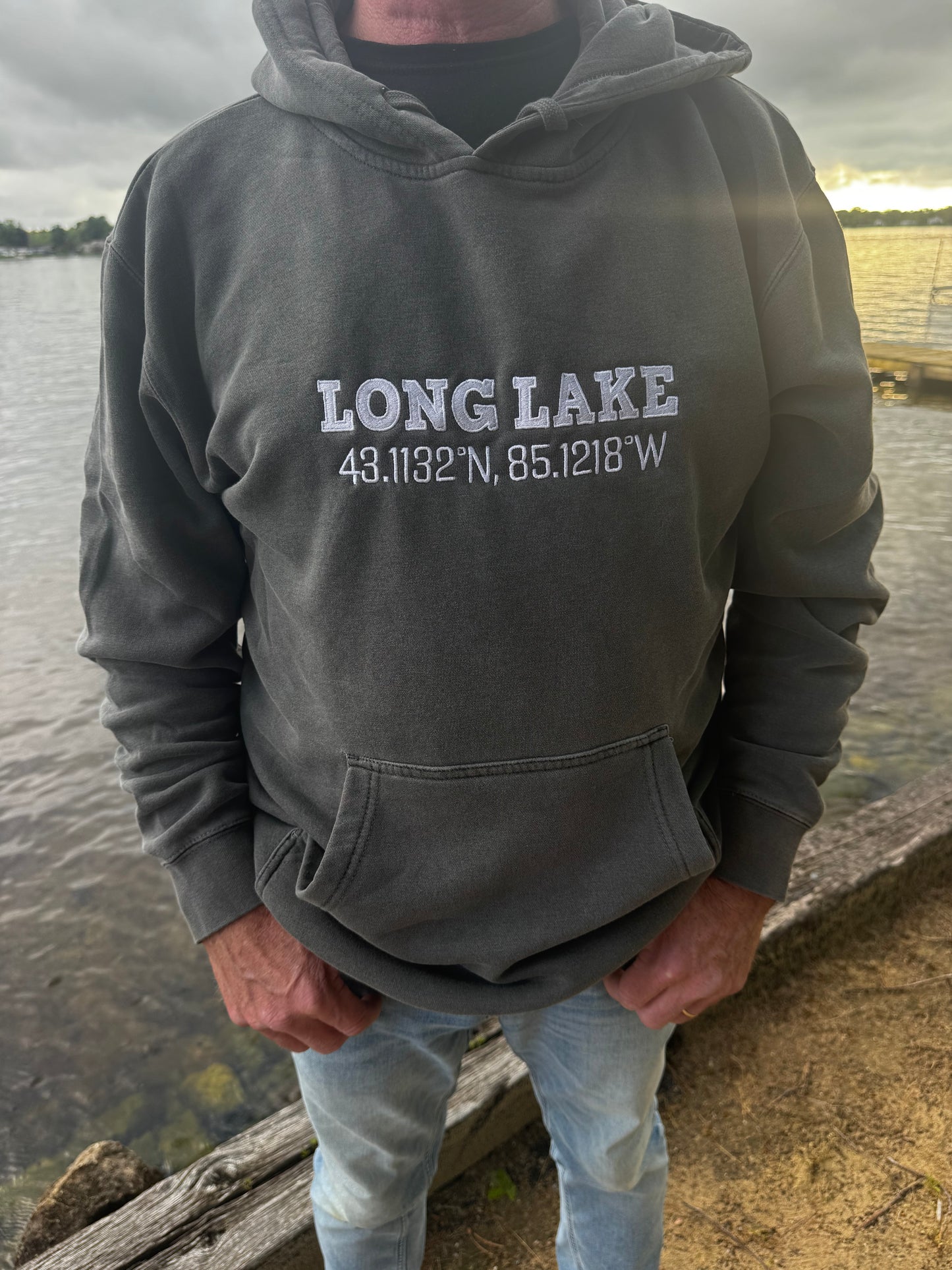 Long Lake Coordinates Adult Crewneck/Hoodie | MADE TO ORDER | Multiple Color Options