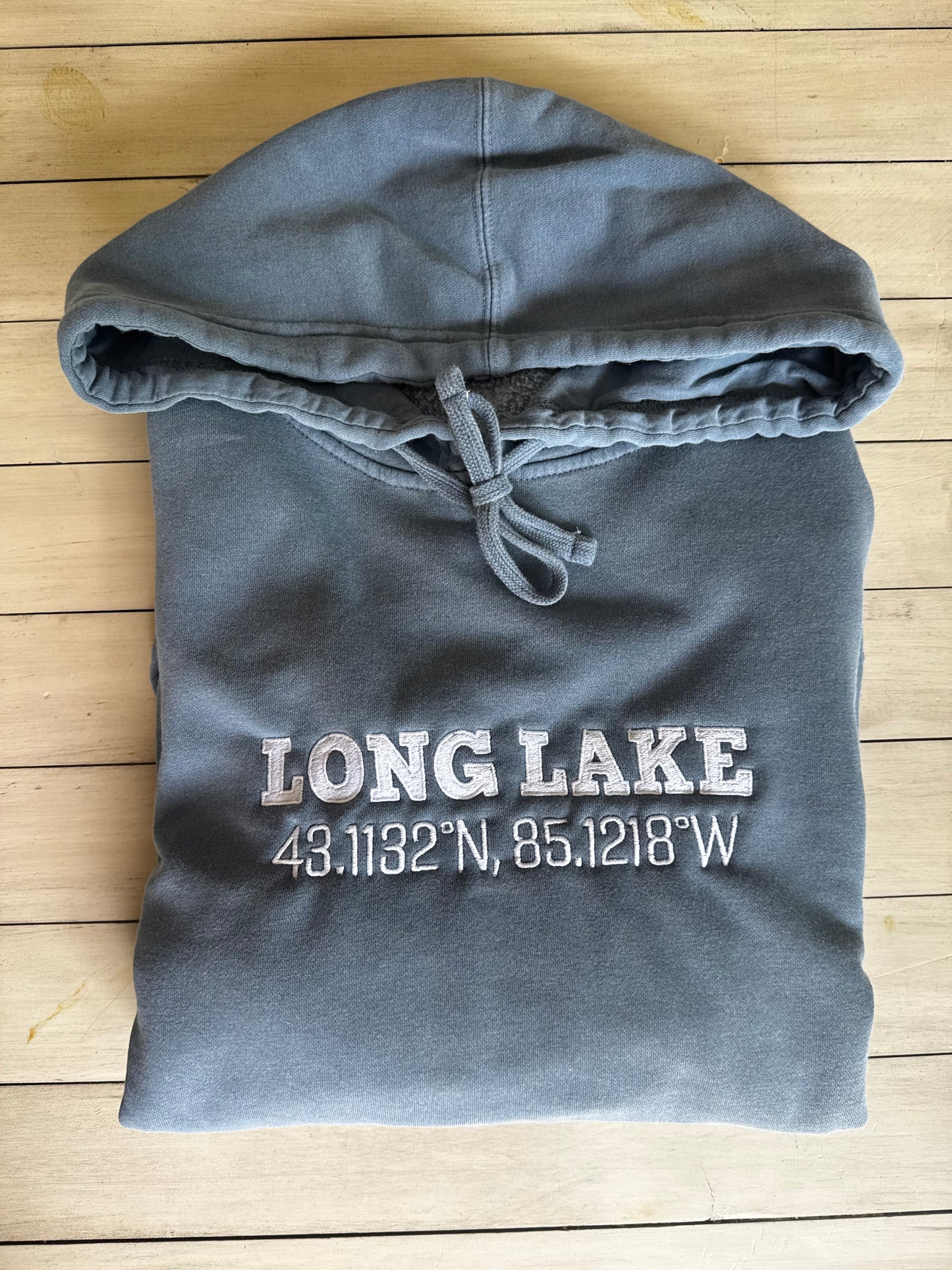 Long Lake Coordinates Adult Crewneck/Hoodie | MADE TO ORDER | Multiple Color Options