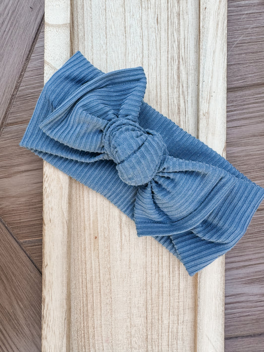 Honolulu Blue Ribbed Chunky Bow