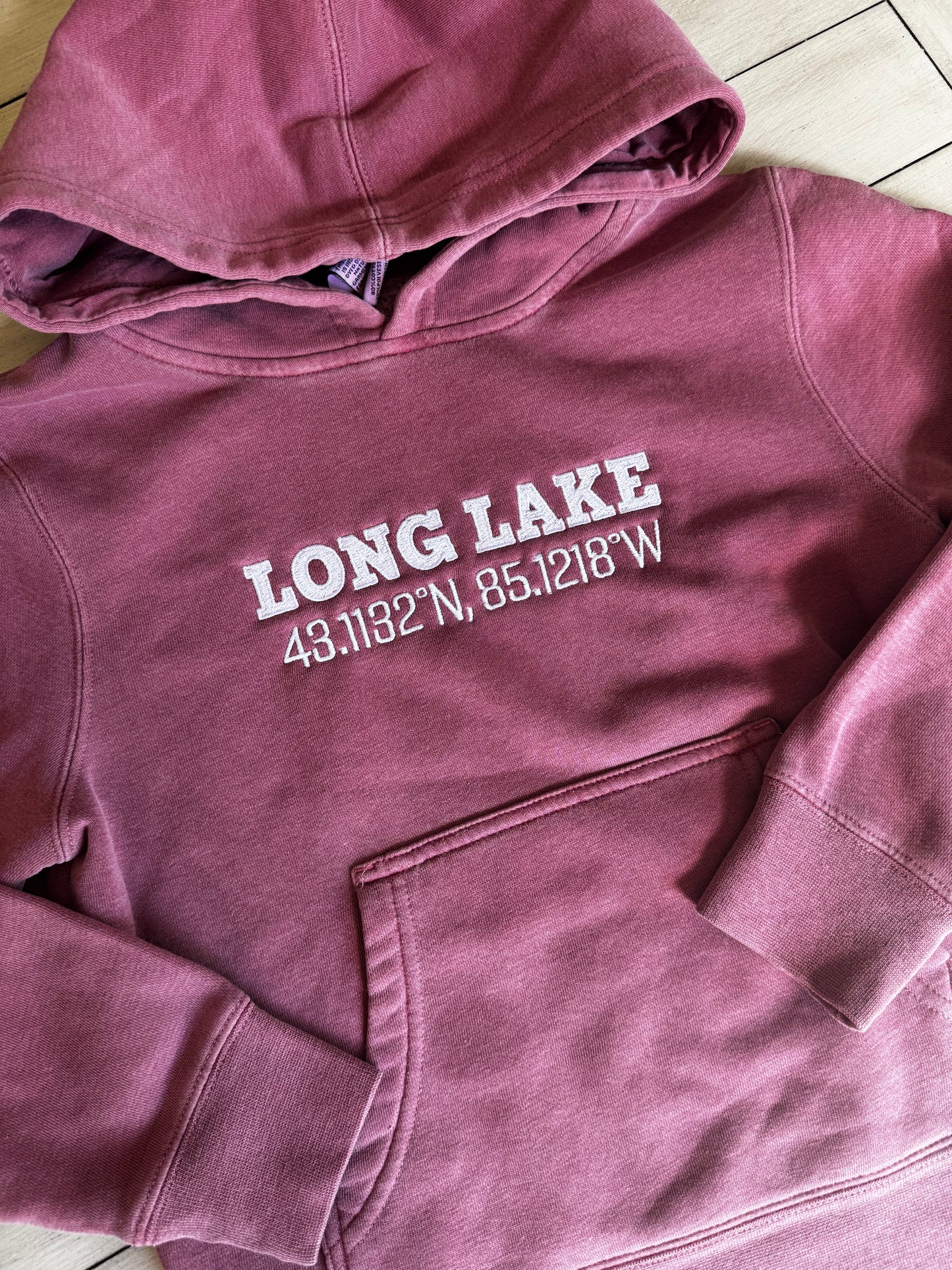 Long Lake Coordinates Youth Hoodie | MADE TO ORDER | Multiple Color Options