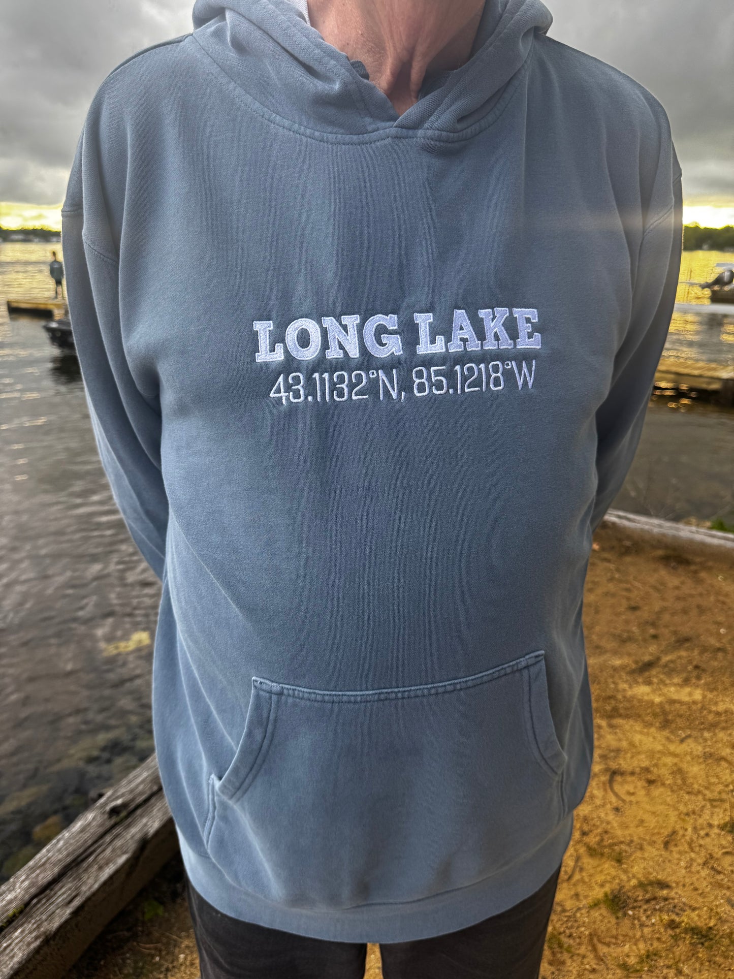 Long Lake Coordinates Adult Crewneck/Hoodie | MADE TO ORDER | Multiple Color Options