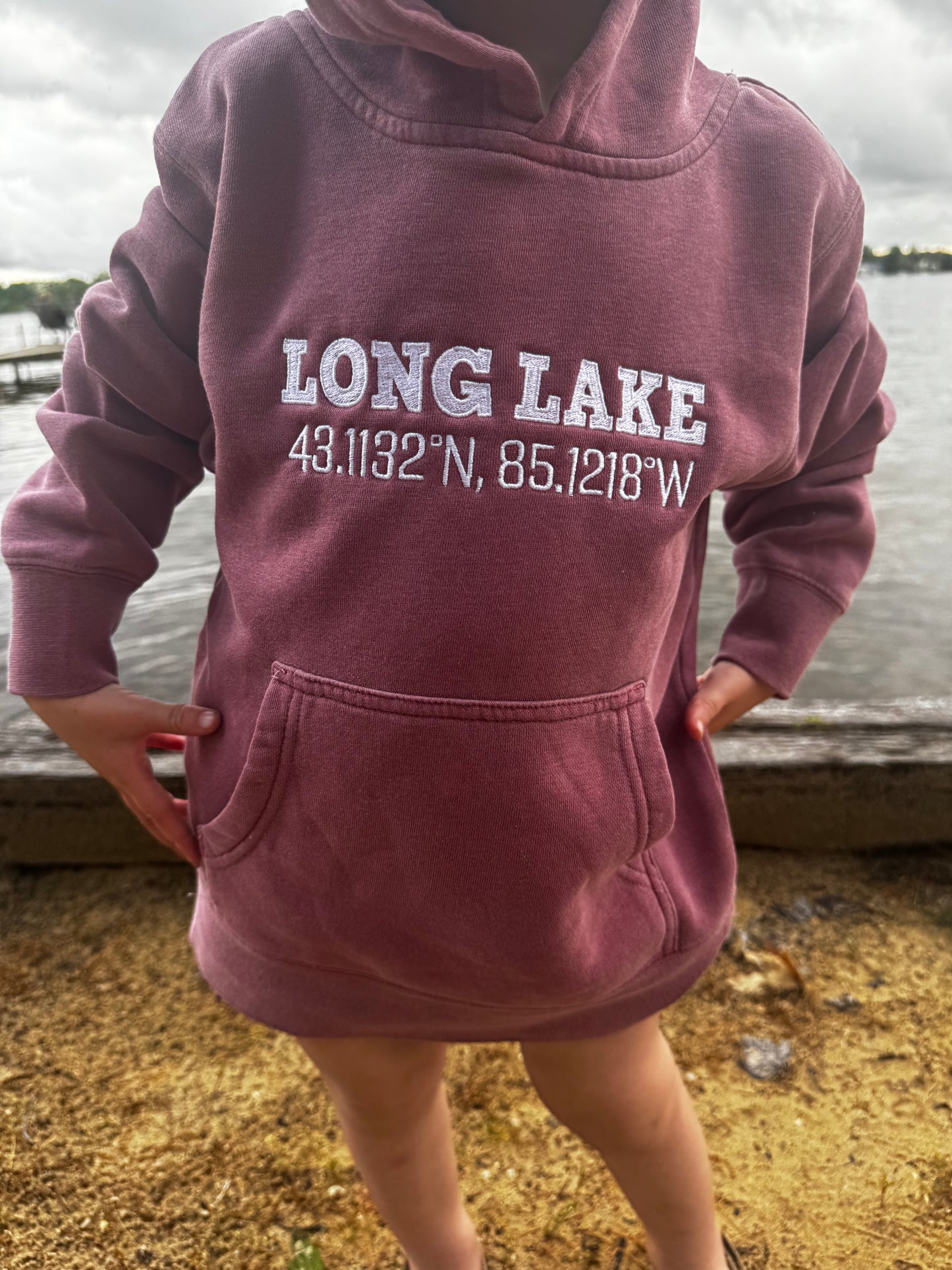 Long Lake Coordinates Youth Hoodie | MADE TO ORDER | Multiple Color Options