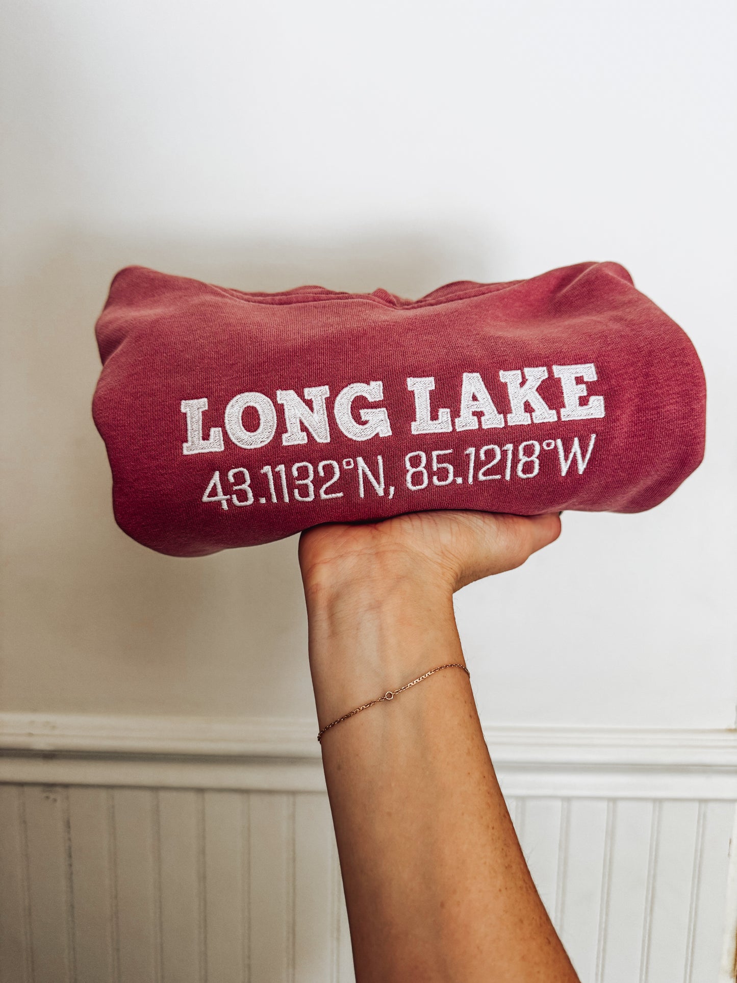 Long Lake Coordinates Adult Crewneck/Hoodie | MADE TO ORDER | Multiple Color Options
