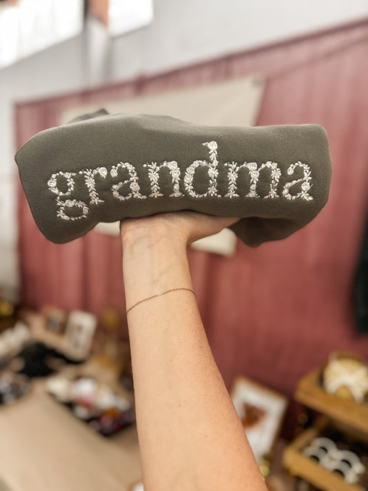 grandma Floral | olive green - MADE TO ORDER