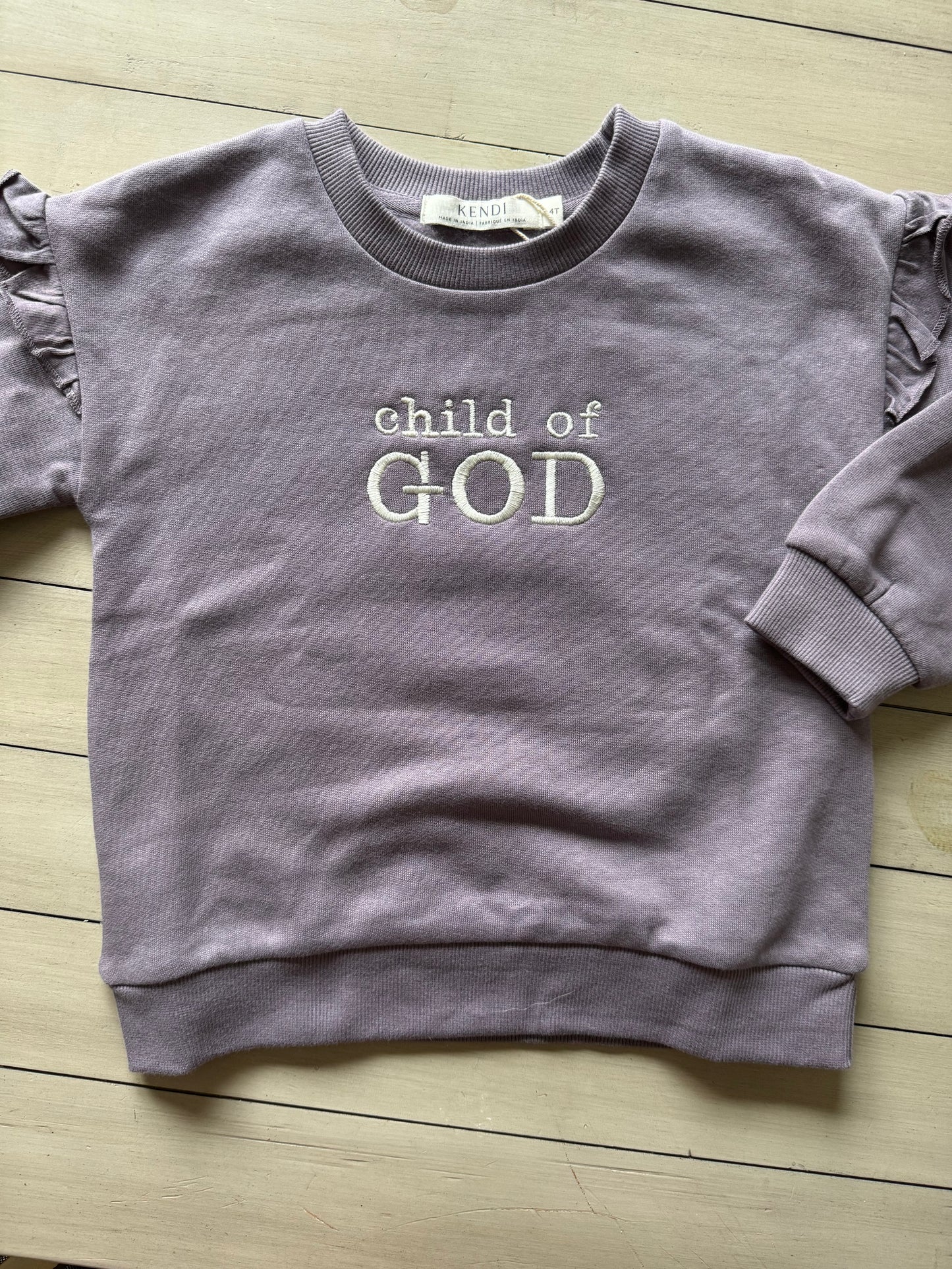 child of GOD | Ruffled-Sleeve Plum Sweatshirt | MADE TO ORDER