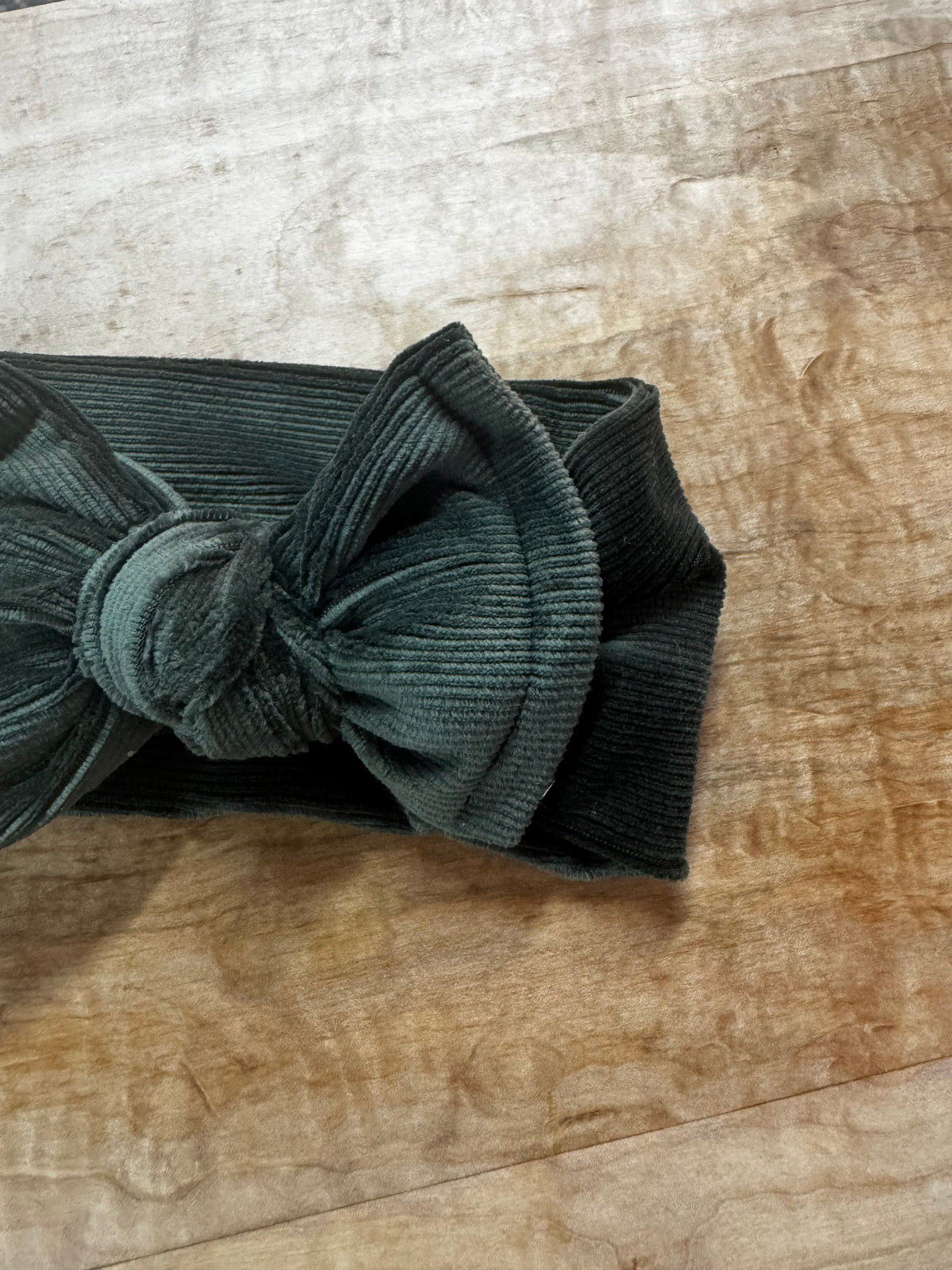 Olive Grove Ribbed Velvet Chunky Bow