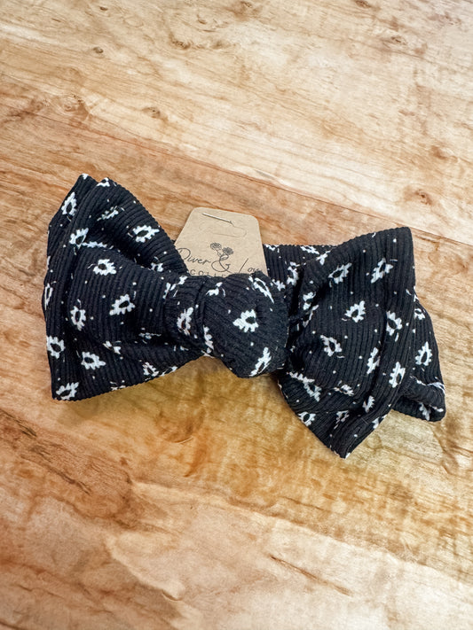 Midnight Meadow Ribbed Chunky Bow