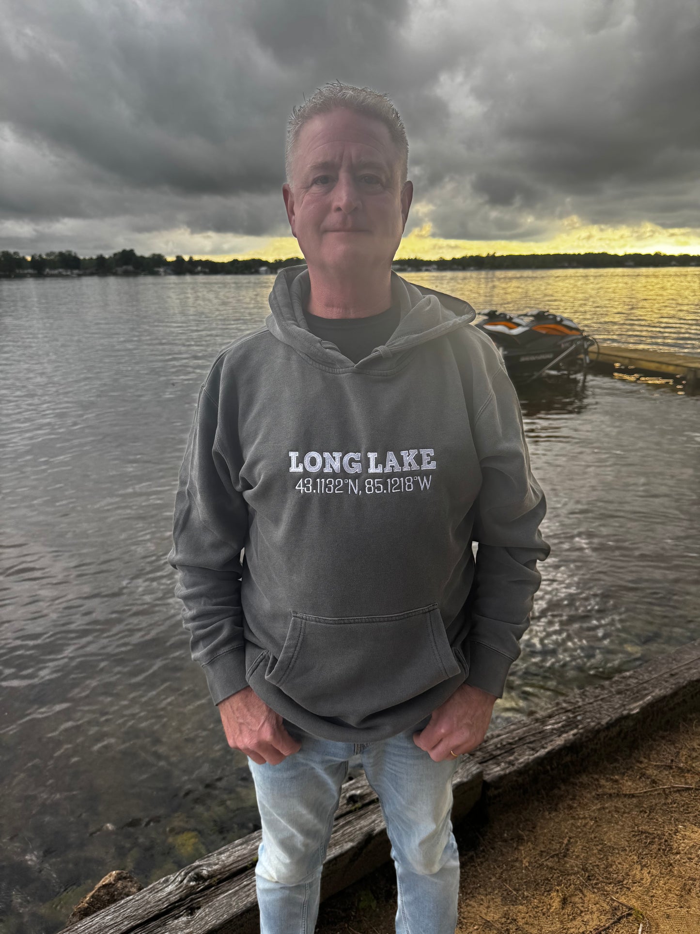 Long Lake Coordinates Adult Crewneck/Hoodie | MADE TO ORDER | Multiple Color Options
