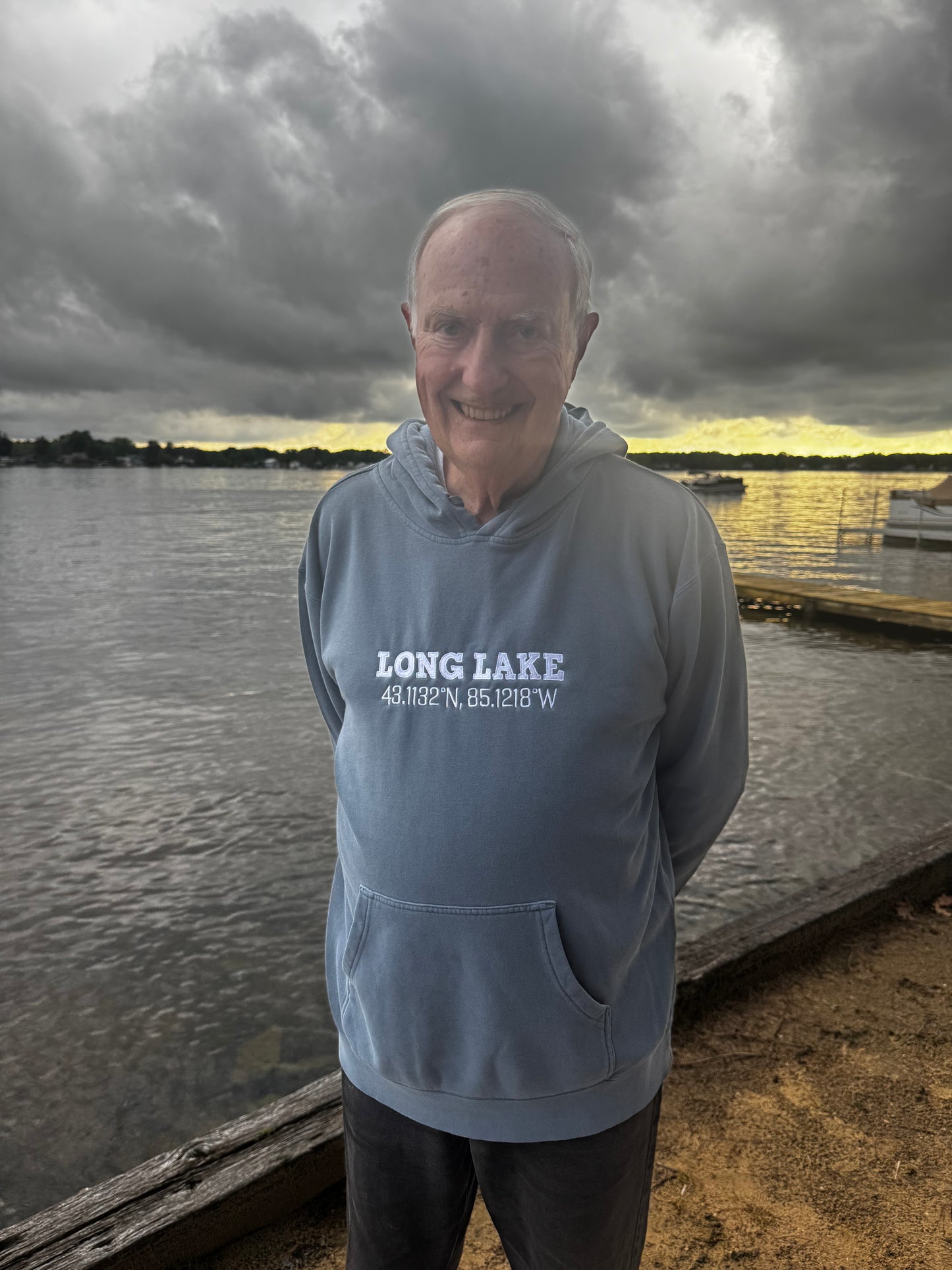Long Lake Coordinates Adult Crewneck/Hoodie | MADE TO ORDER | Multiple Color Options