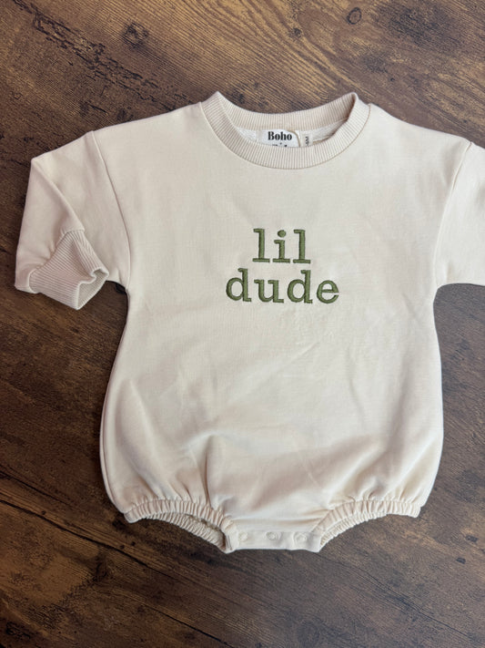 lil dude | 3-6 Months | Oatmeal Bubble Romper