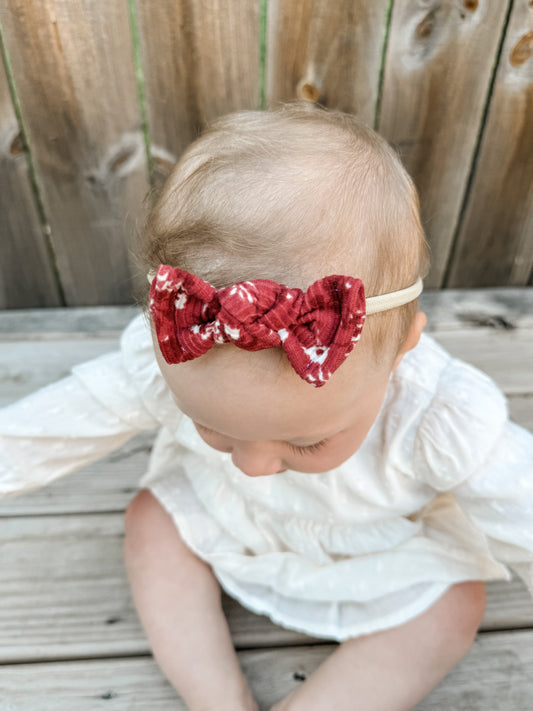 Burgundy Blooms Classic Bow