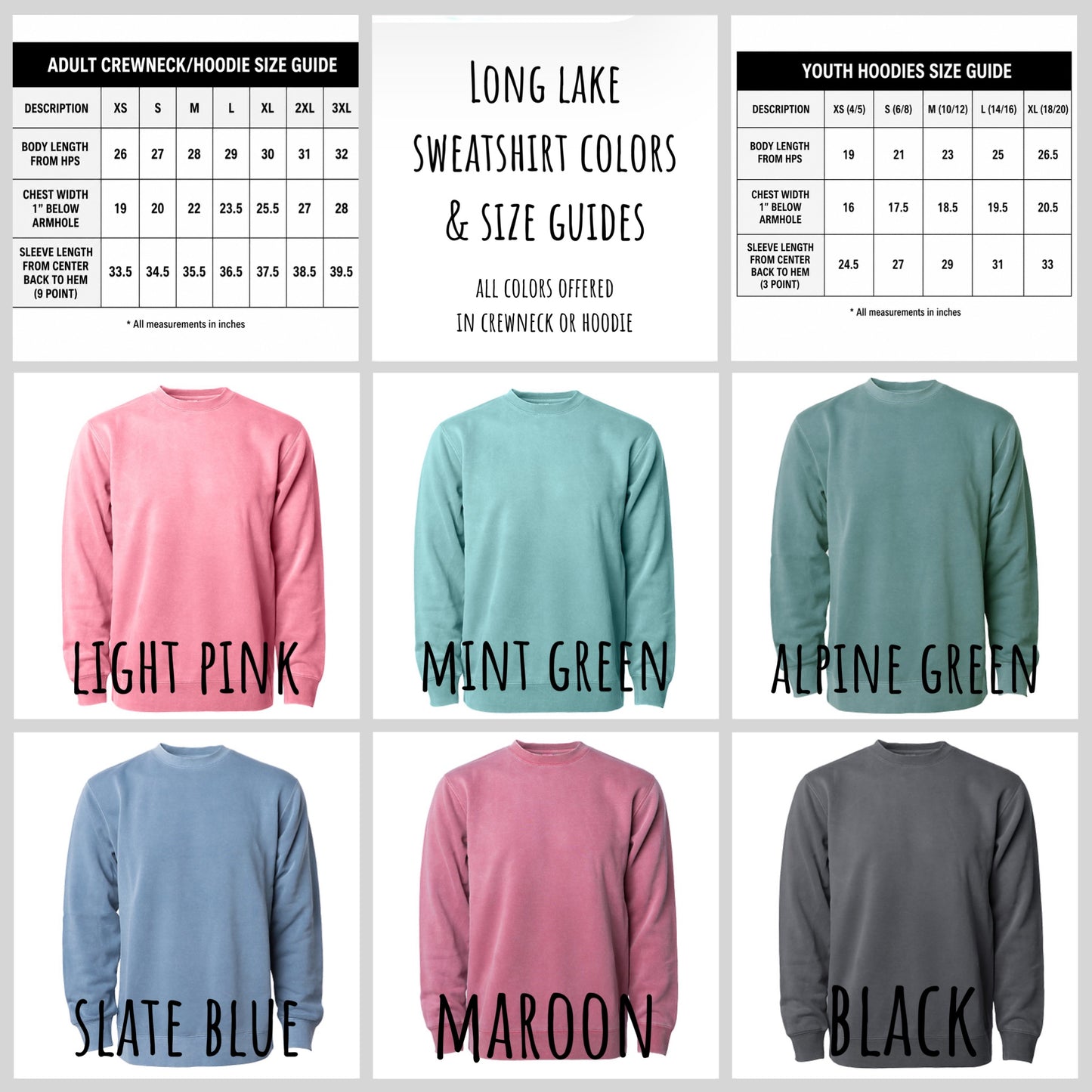 Retro Long Lake Adult Crewneck/Hoodie | MADE TO ORDER | Multiple Color Options
