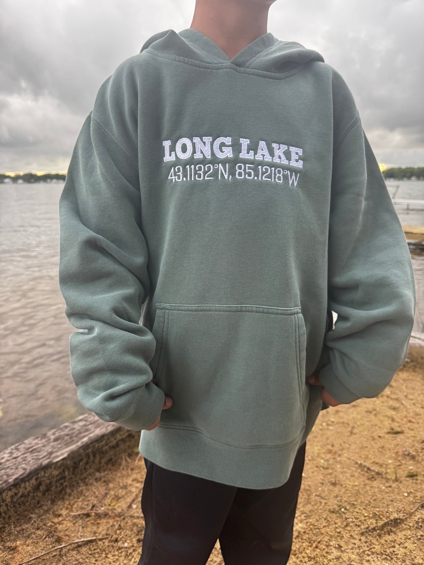 Long Lake Coordinates Youth Hoodie | MADE TO ORDER | Multiple Color Options