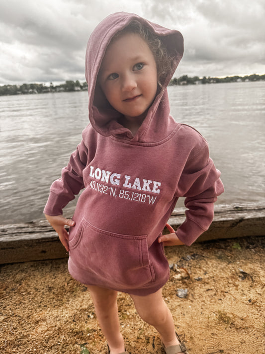 Long Lake Coordinates Youth Hoodie | MADE TO ORDER | Multiple Color Options