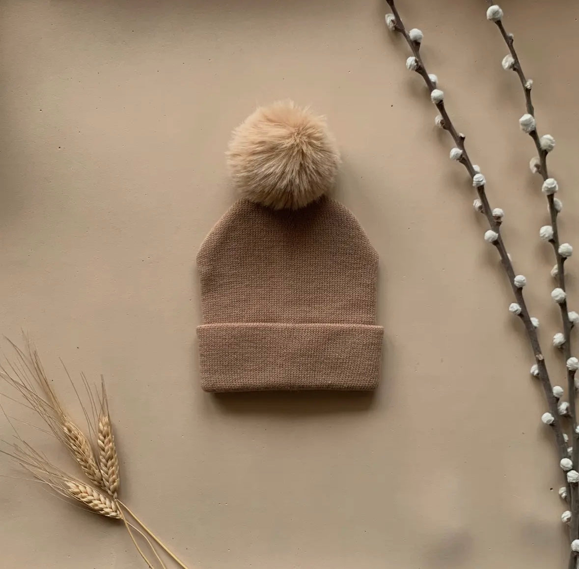 Brown Single Pom Pom Beanie - 3 Colors