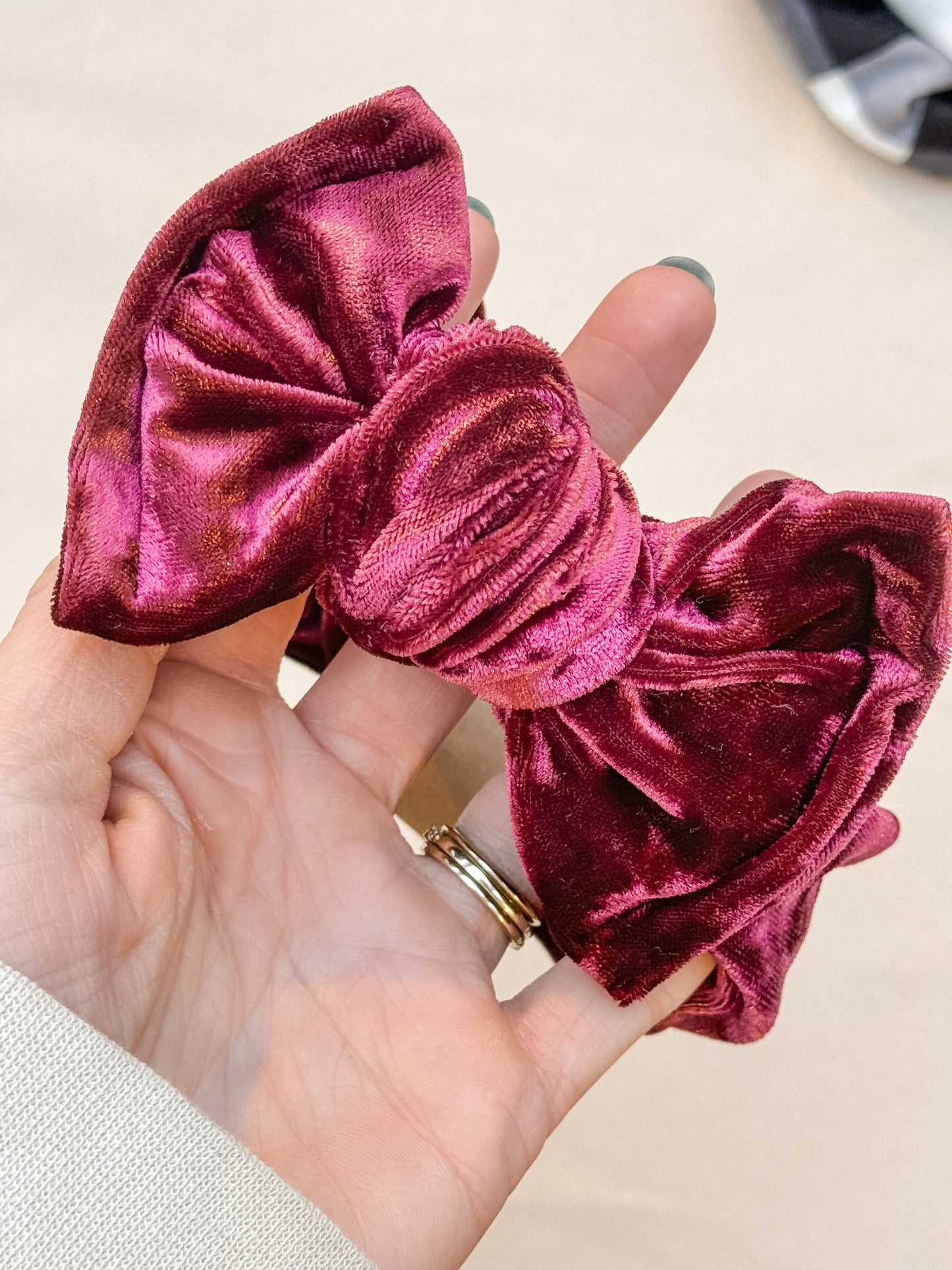 Velvet Maroon Chunky Bow