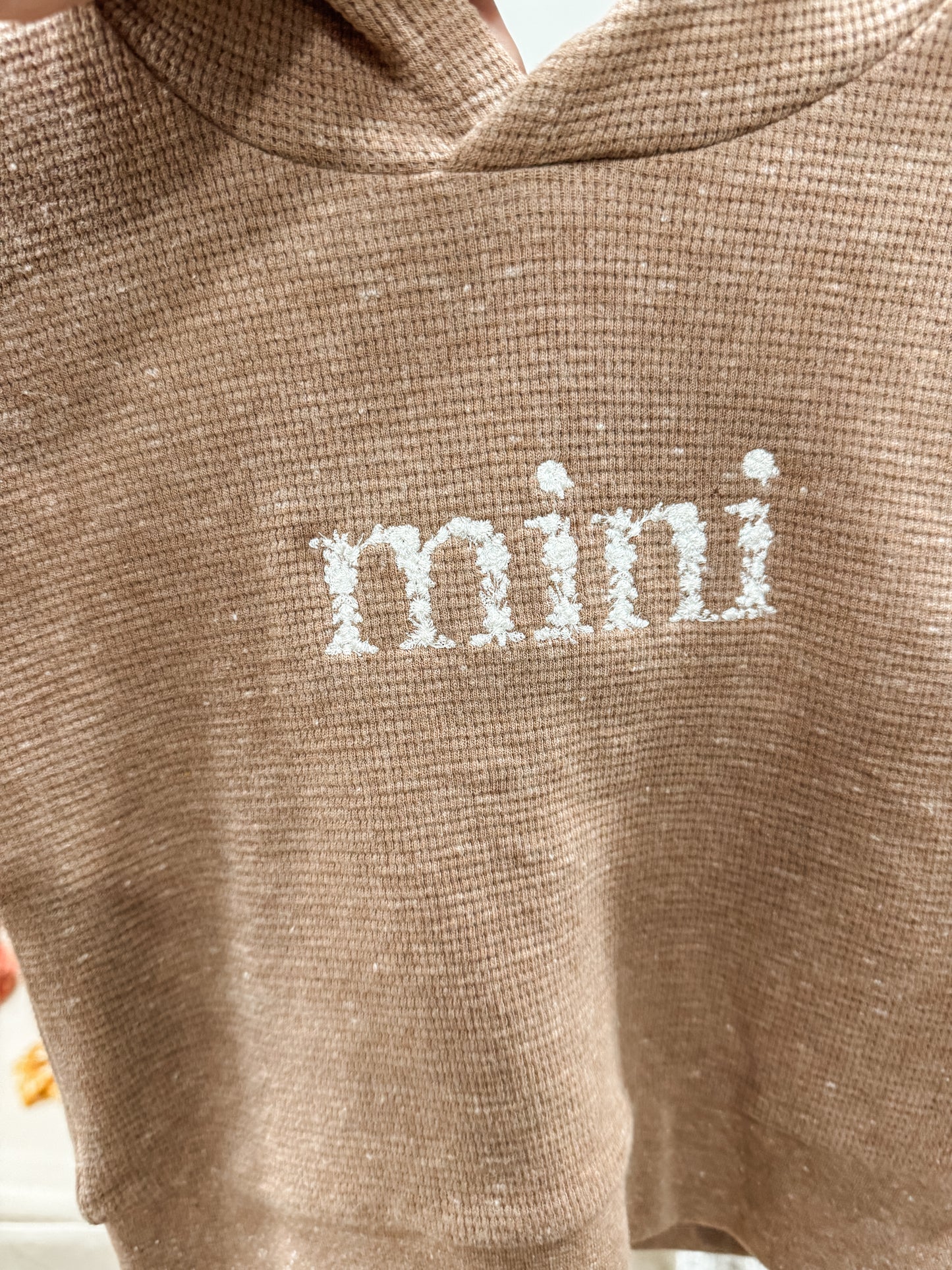 floral “mini” | Waffle Knit Hoodie | Heather Mocha