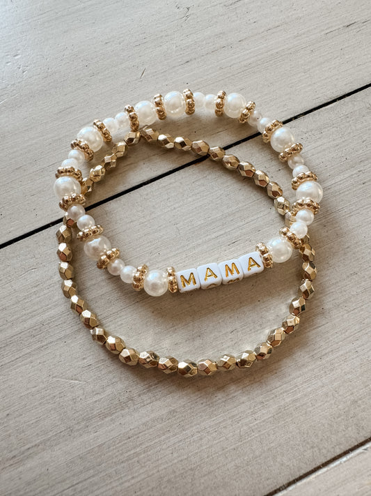 Mama & Gold Stackable Bracelet Set