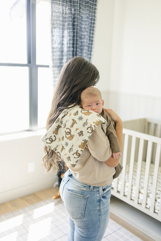 Outlaw Cowboy Muslin Burp Cloth