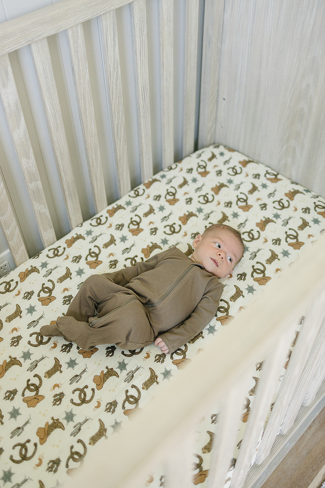 Outlaw Cowboy Muslin Crib Sheet