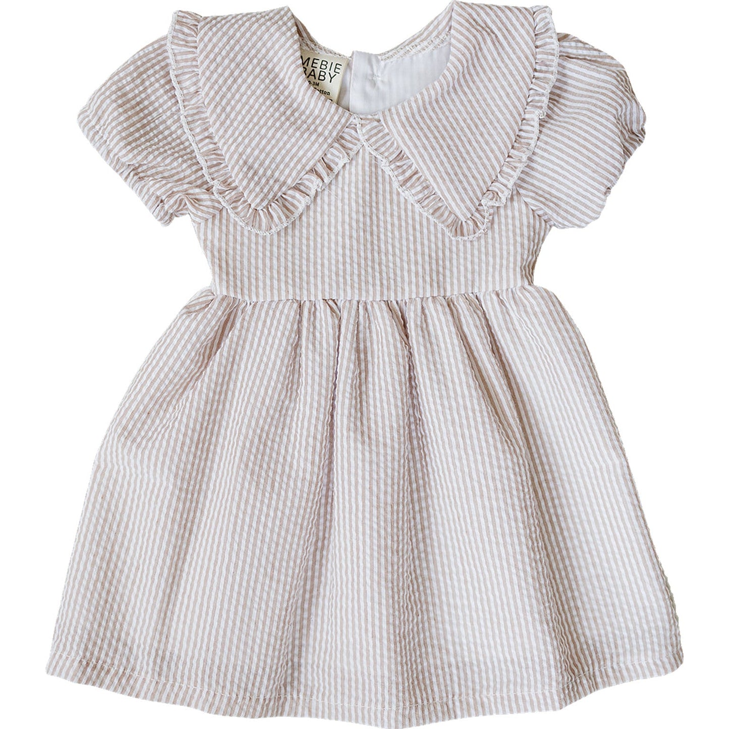 Taupe Stripe Peter Pan Collar Dress