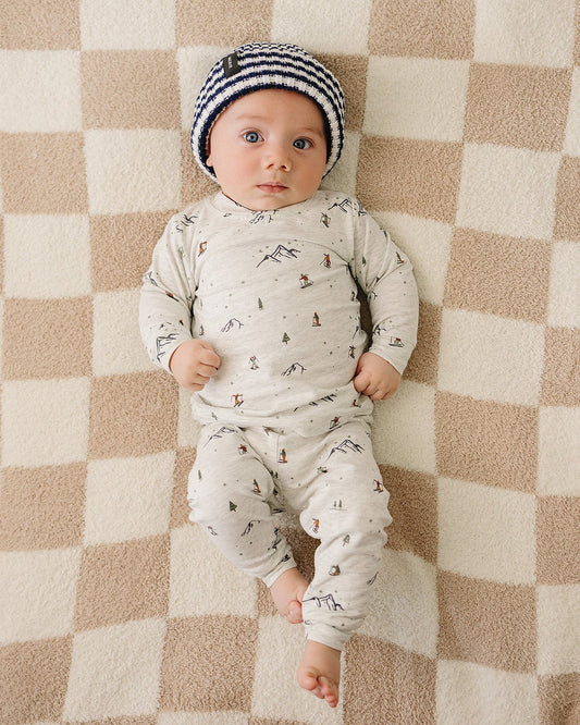 Navy & White Stripe Chunky Knit Beanie