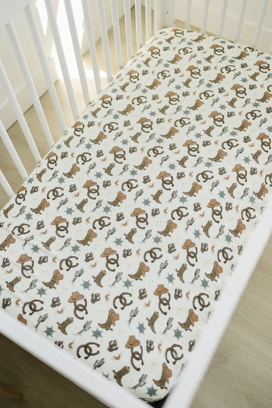 Outlaw Cowboy Muslin Crib Sheet